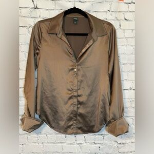 Elegant Brown Satin Women's Top